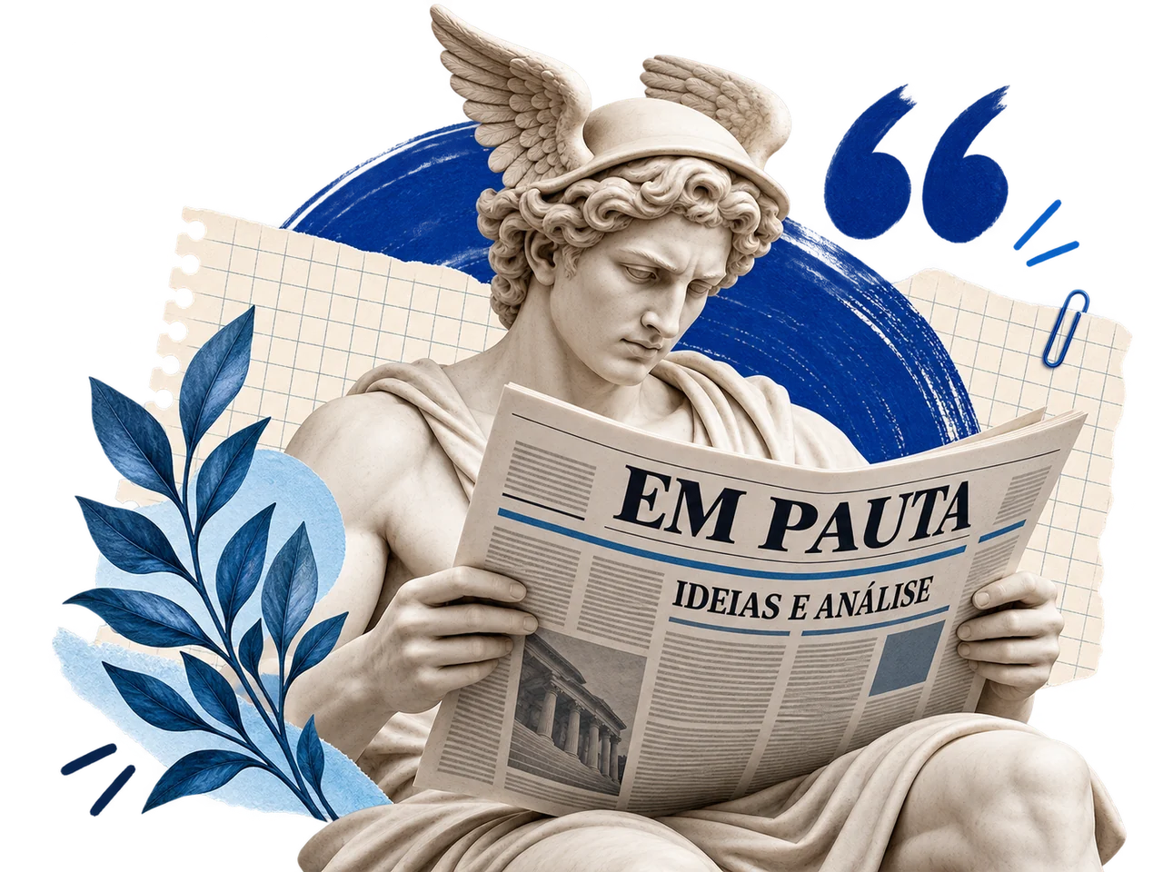 Escultura clássica lendo conteúdo editorial